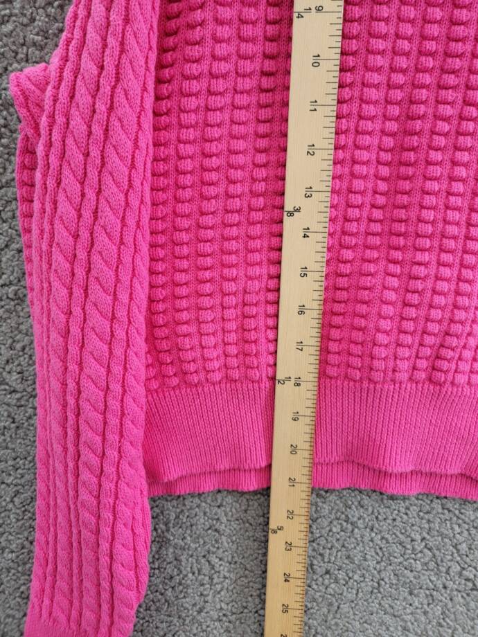 French Connection Mozart Popcorn Sweater Women's XL Bright Prosecco Pink L/S