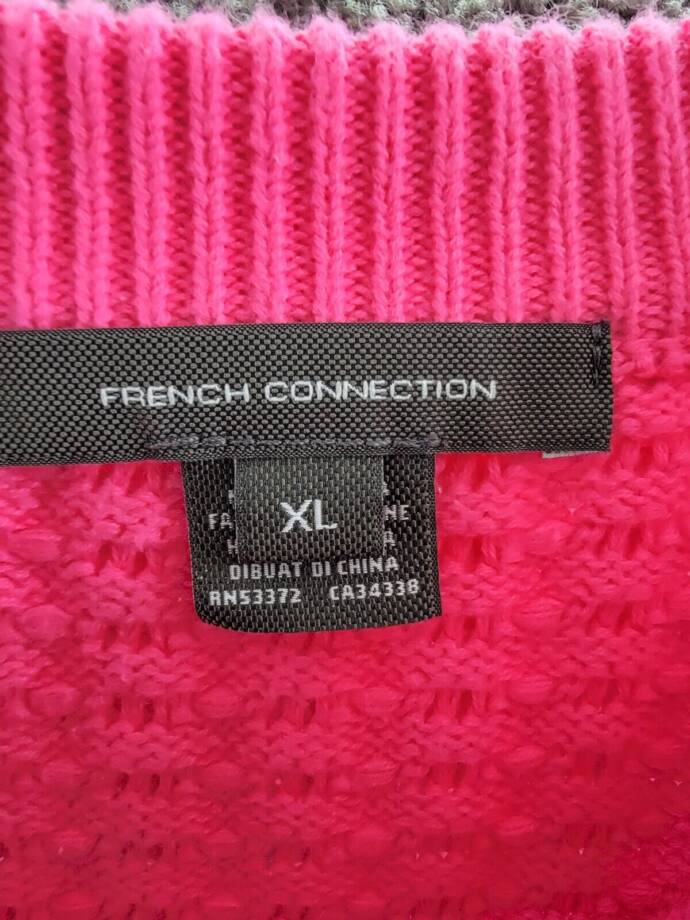 French Connection Mozart Popcorn Sweater Women's XL Bright Prosecco Pink L/S