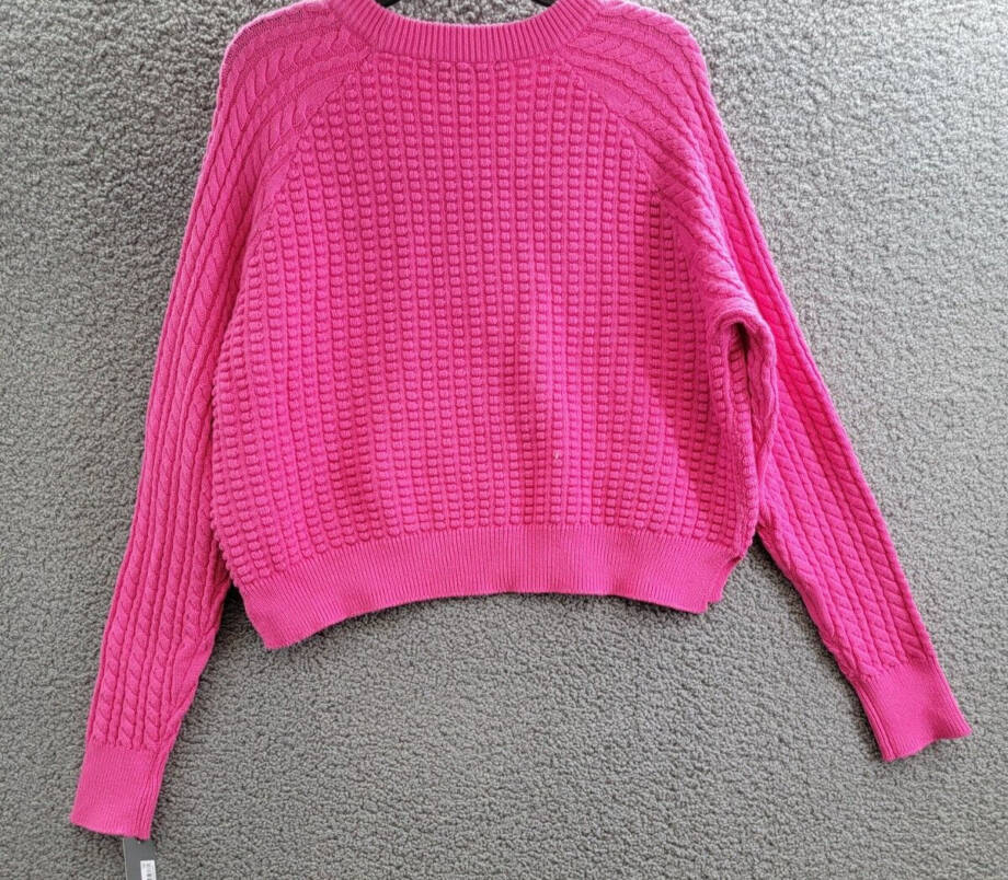 French Connection Mozart Popcorn Sweater Women's XL Bright Prosecco Pink L/S
