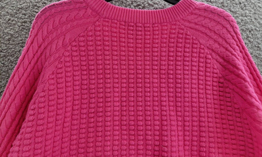 French Connection Mozart Popcorn Sweater Women's XL Bright Prosecco Pink L/S
