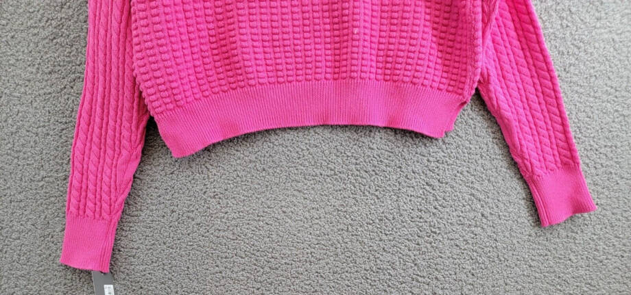 French Connection Mozart Popcorn Sweater Women's XL Bright Prosecco Pink L/S