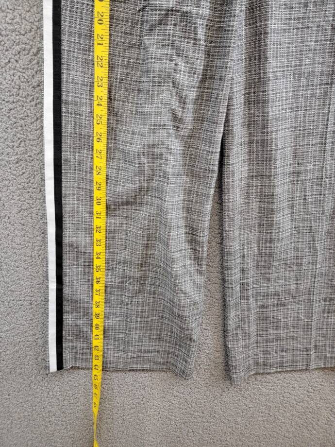 KARL LAGERFELD PARIS Plaid Side-Stripe Wide-Leg Pants Women's 10 Gray Multi