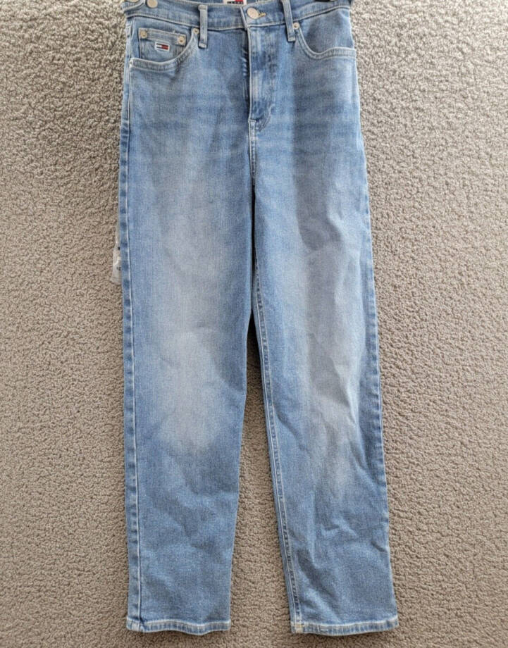 Tommy Jeans Julie Straight-Leg Button-Waist Jeans Women's 26/28 Denim Light