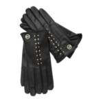 Michael Michael Kors Leather Astor Studded Gloves w/ Touch Tips Women's L Black