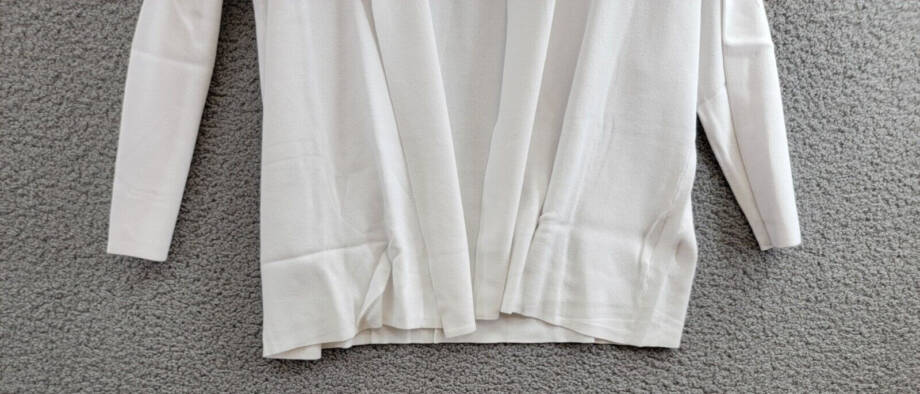 Kasper Open-Front Long-Sleeve Sweater Women's XL White Solid Collarless Pull On