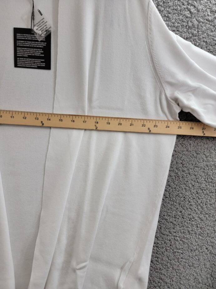 Kasper Open-Front Long-Sleeve Sweater Women's XL White Solid Collarless Pull On