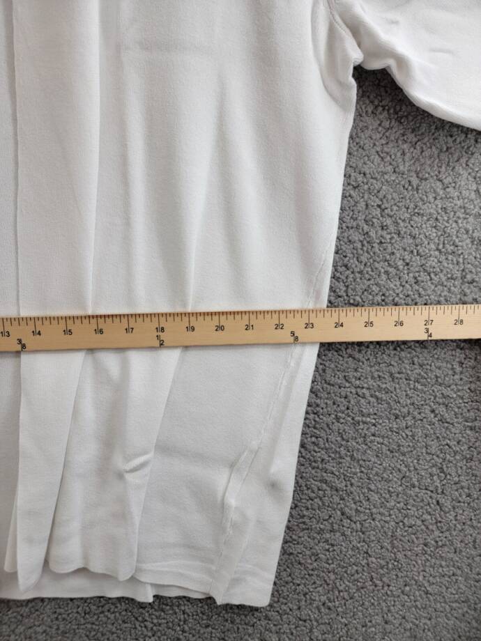 Kasper Open-Front Long-Sleeve Sweater Women's XL White Solid Collarless Pull On