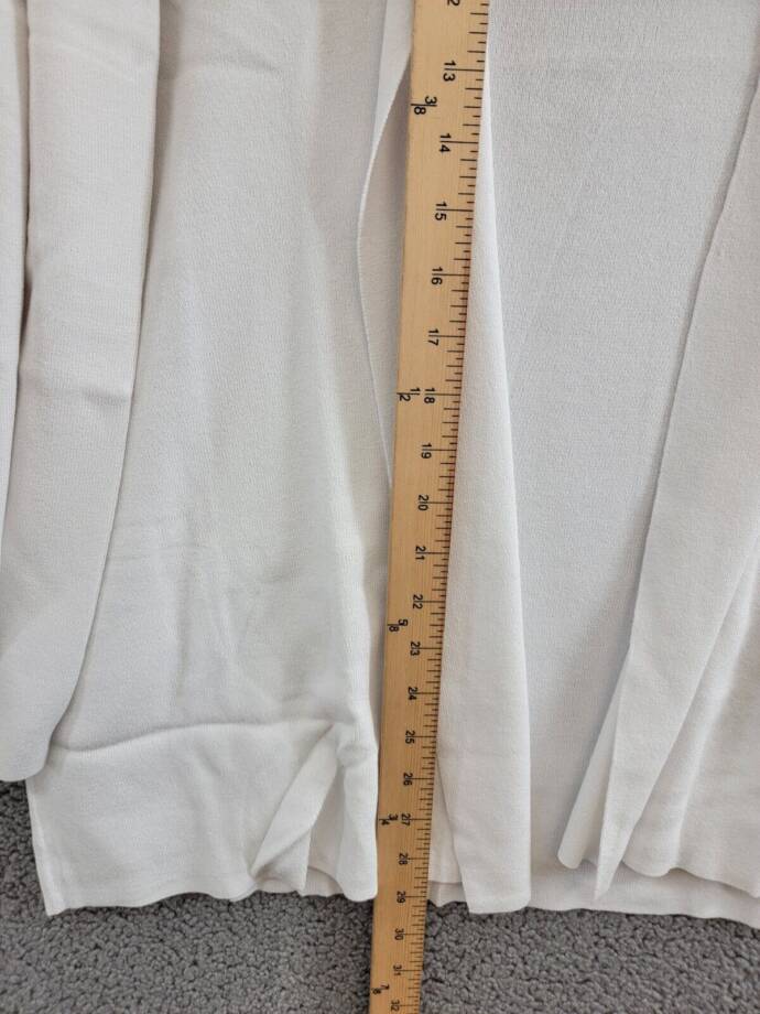 Kasper Open-Front Long-Sleeve Sweater Women's XL White Solid Collarless Pull On