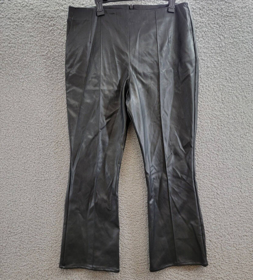 French Connection Claudia Faux-Leather Kick-Flare Pants Women's 12 Blackout