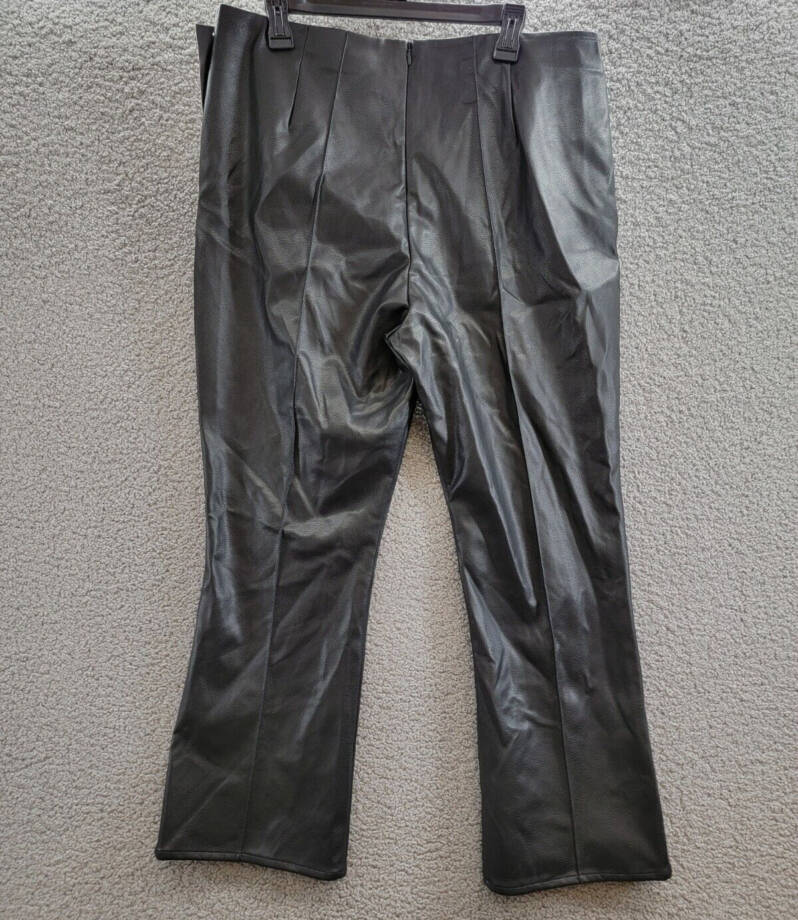 French Connection Claudia Faux-Leather Kick-Flare Pants Women's 12 Blackout