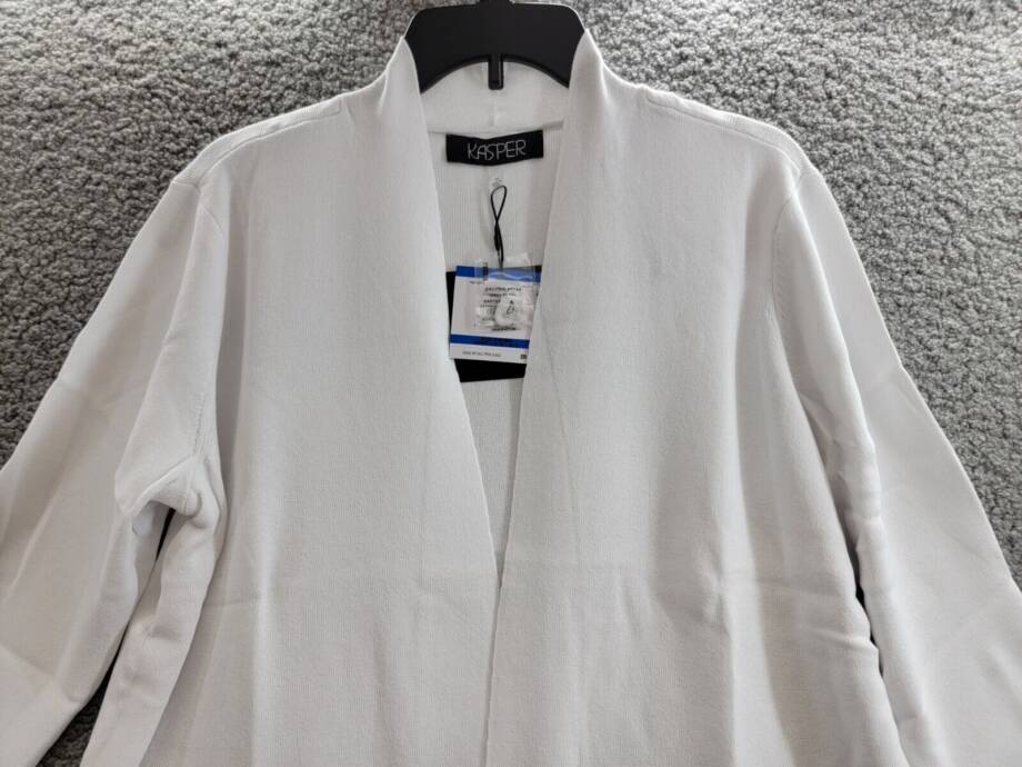 Kasper Plus Size Open-Front Long-Sleeve Sweater Women's 1X White Solid