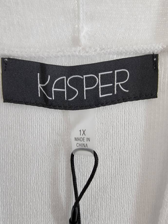 Kasper Plus Size Open-Front Long-Sleeve Sweater Women's 1X White Solid