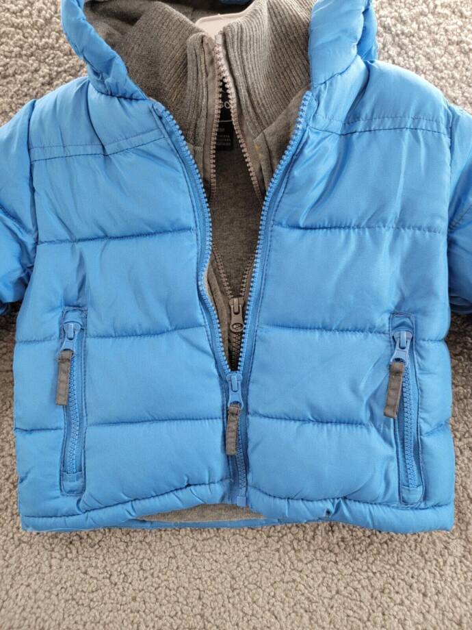 Rothschild Contrast Fleece Vestee Puffer Jacket Baby Boy 18M Ocean Blue Full Zip