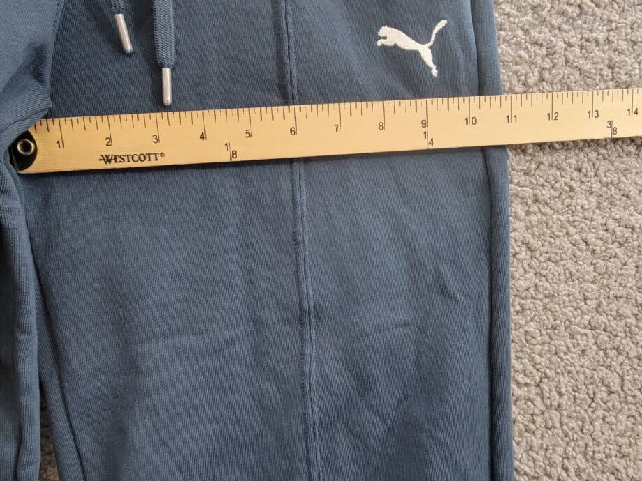 PUMA Her High-Waist Jogger Pants Women's S Blue Logo Drawstring Elastic Waist