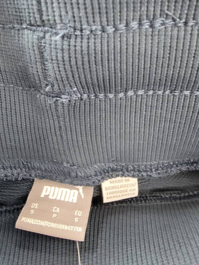 PUMA Her High-Waist Jogger Pants Women's S Blue Logo Drawstring Elastic Waist