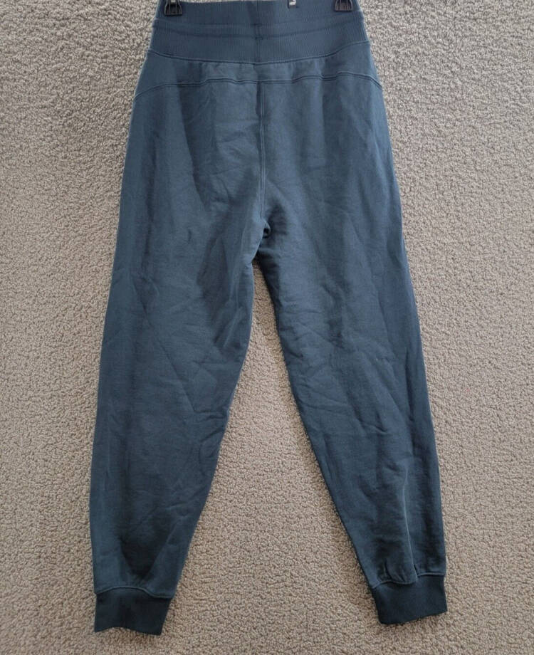 PUMA Her High-Waist Jogger Pants Women's S Blue Logo Drawstring Elastic Waist