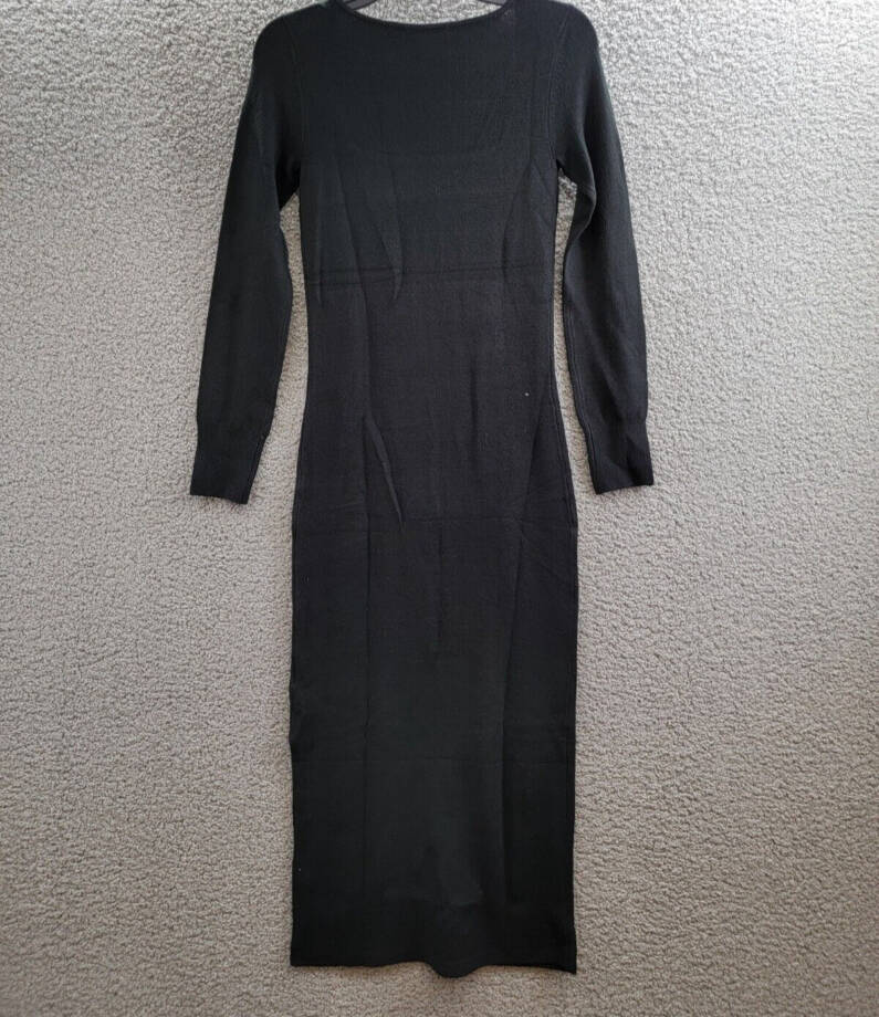 French Connection Babysoft Square Neck Dress Women's XS Black Solid Pullover L/S