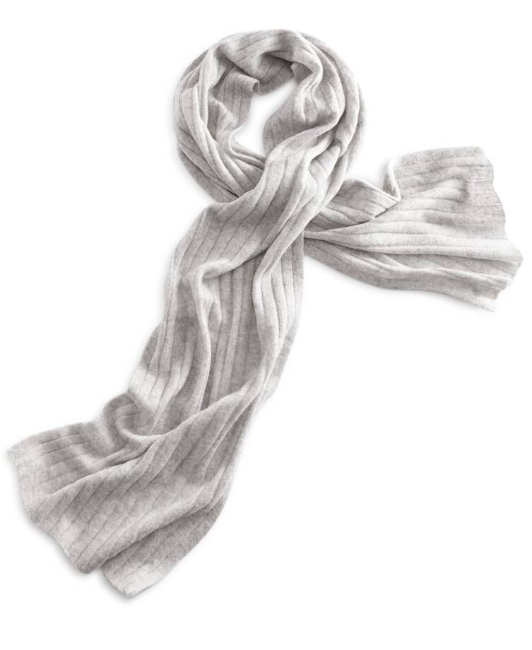 Charter Club Ribbed Cashmere Scarf Women's One Size Ice Grey Heather