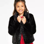 Epic Threads Faux Fur Jacket Little Girl 3T Black Side Pocket Button Closure L/S