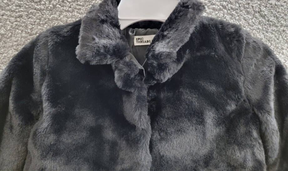 Epic Threads Faux Fur Jacket Little Girl 3T Black Side Pocket Button Closure L/S