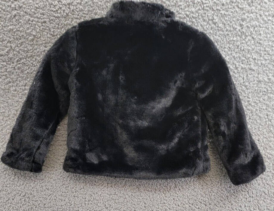 Epic Threads Faux Fur Jacket Little Girl 3T Black Side Pocket Button Closure L/S