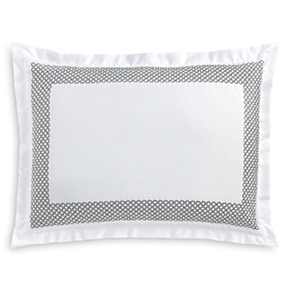 Hudson Park Collection 500TC Embroidered Geo King Sham 20x36in Charcoal/White