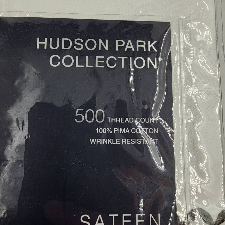 Hudson Park Collection 500TC Embroidered Geo King Sham 20x36in Charcoal/White