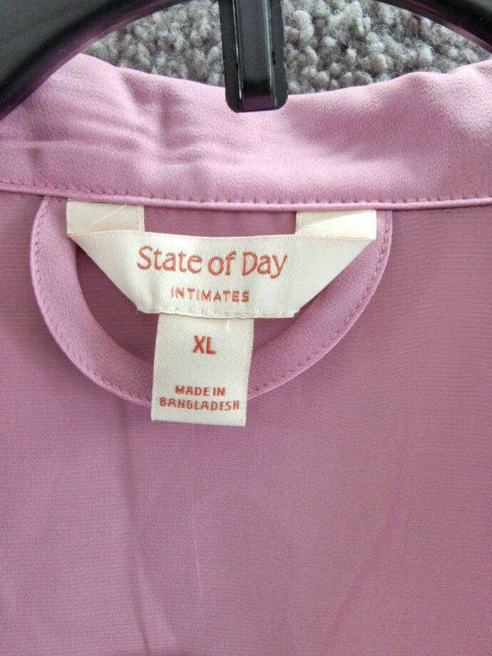 State of Day Crepe de Chine Self-Tie Robe Women's XL Mauve Orchid Long Sleeve