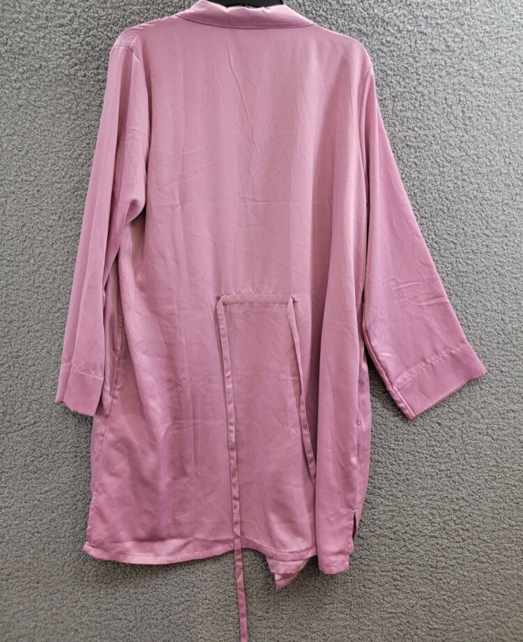 State of Day Crepe de Chine Self-Tie Robe Women's XL Mauve Orchid Long Sleeve