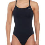 Nike Lace Up Back One-Piece Swimsuit Women's XS Black Scoop Neck Adjustable