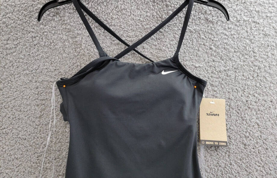 Nike Lace Up Back One-Piece Swimsuit Women's XS Black Scoop Neck Adjustable