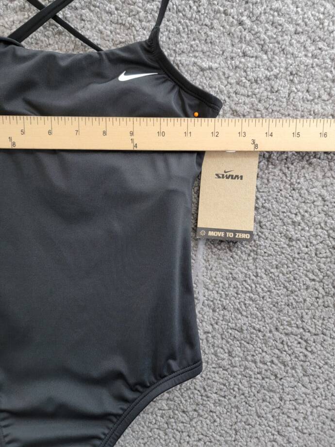 Nike Lace Up Back One-Piece Swimsuit Women's XS Black Scoop Neck Adjustable
