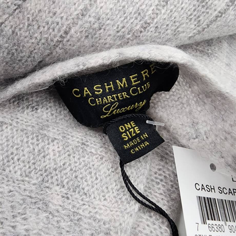 Charter Club Ribbed Cashmere Scarf Women's One Size Ice Grey Heather