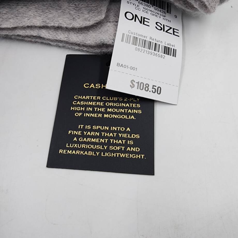 Charter Club Ribbed Cashmere Scarf Women's One Size Ice Grey Heather