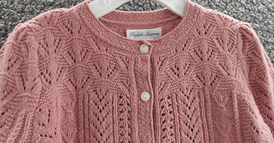 Ralph Lauren Wool Blend Mixed Knit Cardigan Baby Girls' 9-12Mos Pink Long Sleeve