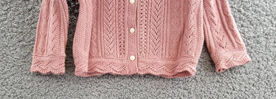 Ralph Lauren Wool Blend Mixed Knit Cardigan Baby Girls' 9-12Mos Pink Long Sleeve