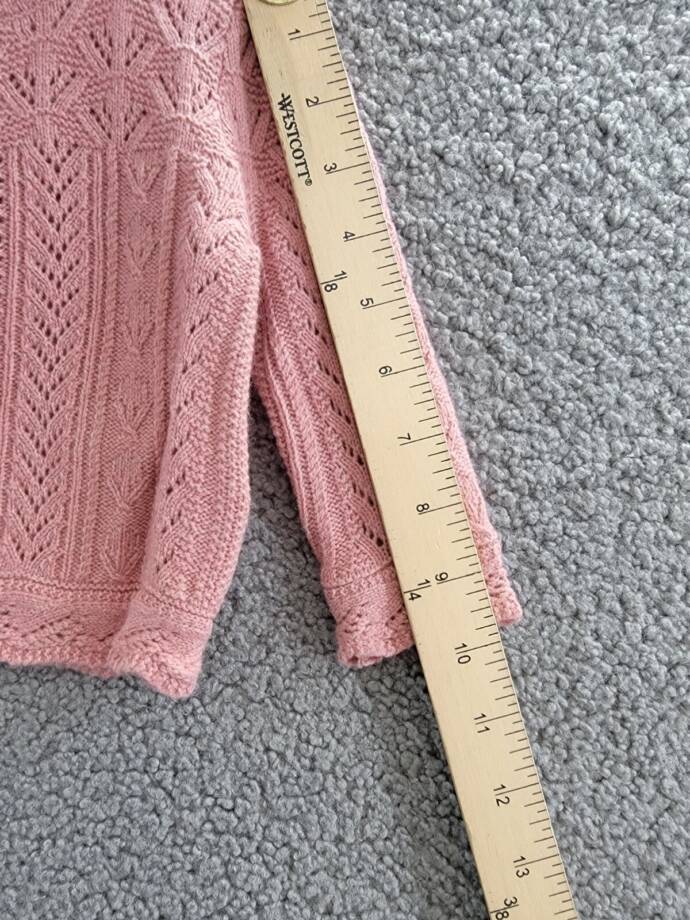 Ralph Lauren Wool Blend Mixed Knit Cardigan Baby Girls' 9-12Mos Pink Long Sleeve