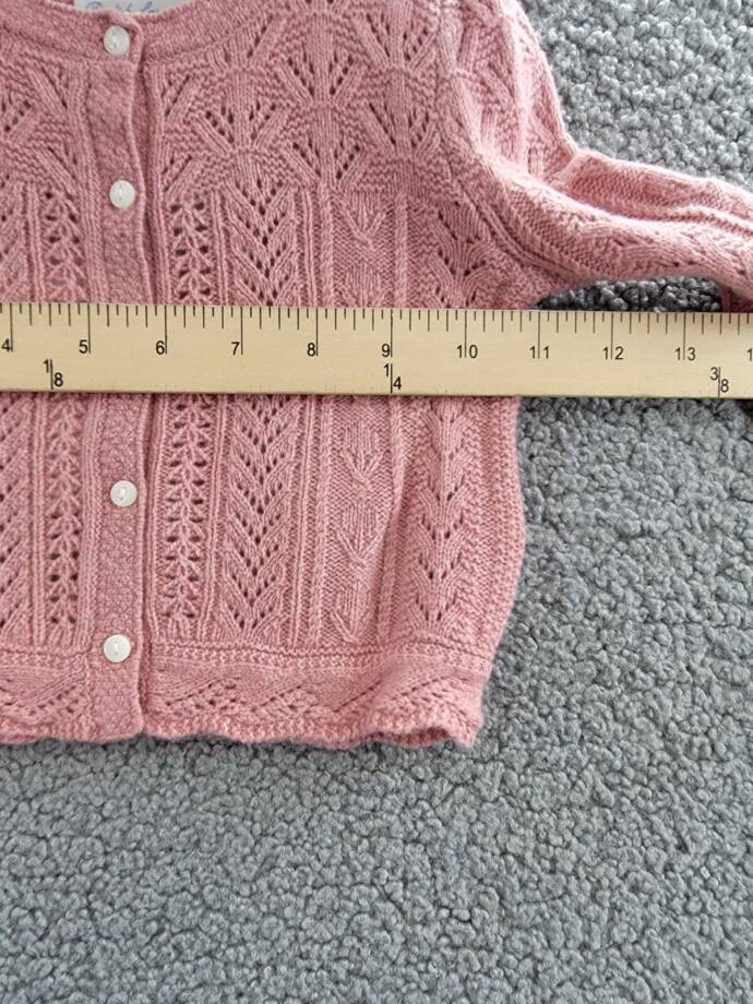 Ralph Lauren Wool Blend Mixed Knit Cardigan Baby Girls' 9-12Mos Pink Long Sleeve