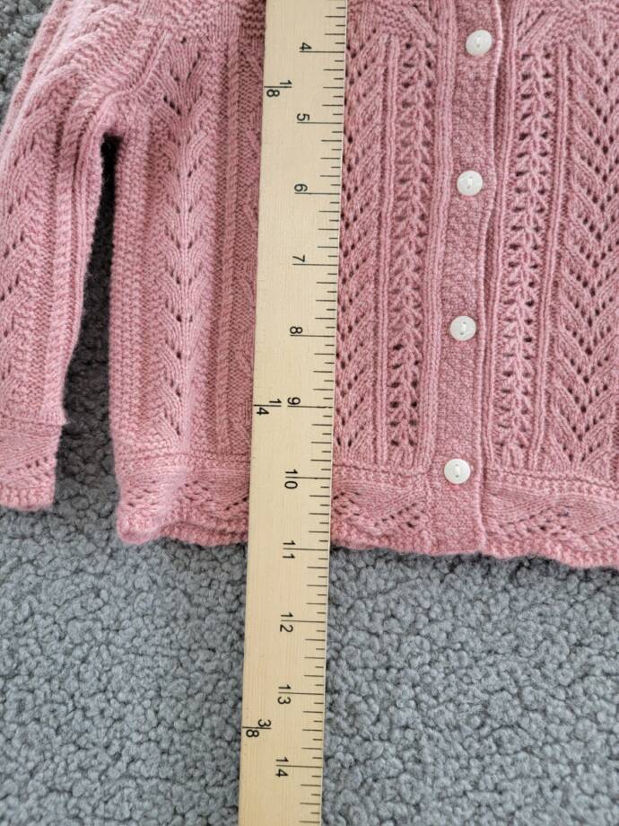 Ralph Lauren Wool Blend Mixed Knit Cardigan Baby Girls' 9-12Mos Pink Long Sleeve