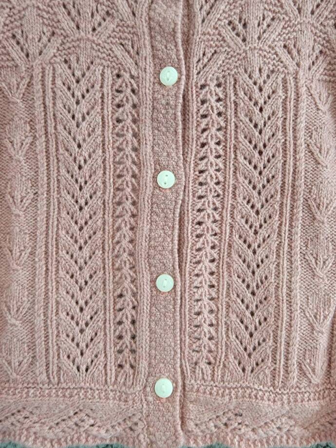 Ralph Lauren Wool Blend Mixed Knit Cardigan Baby Girls' 9-12Mos Pink Long Sleeve
