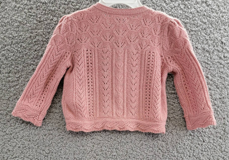 Ralph Lauren Wool Blend Mixed Knit Cardigan Baby Girls' 9-12Mos Pink Long Sleeve