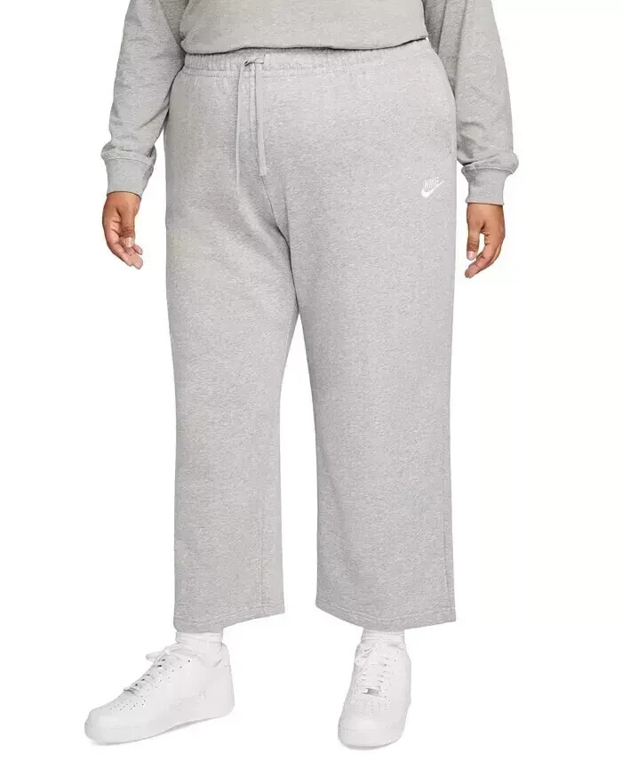 Nike Plus Size Sportswear Club Fleece Mid-Rise Wide-Leg Pants Women's 1X Gray