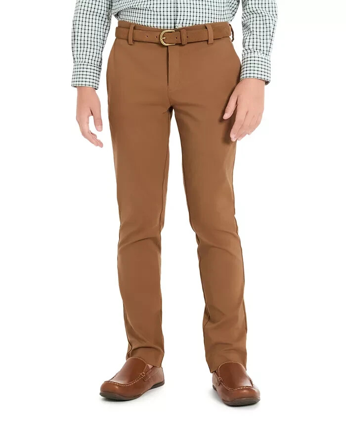 Michael Kors Solid Classic Fit Stretch Dress Pants Boys 14R Camel Button Closure