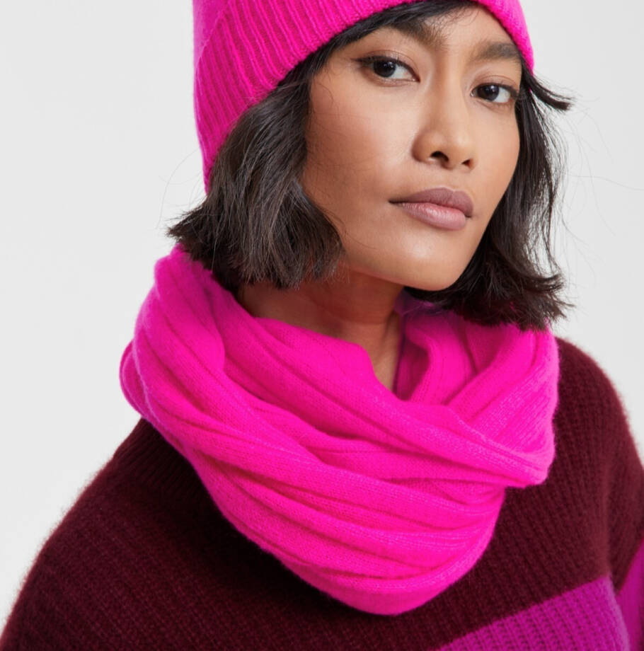 Charter Club Ribbed Cashmere Scarf Women's One Size Fierce Pink Solid