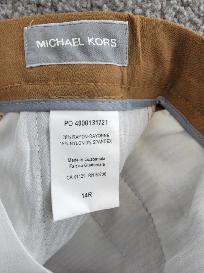 Michael Kors Solid Classic Fit Stretch Dress Pants Boys 14R Camel Button Closure