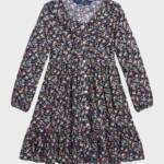 Polo Ralph Lauren Floral-Print Day Dress Girls 16 Henley Floral Long Sleeves