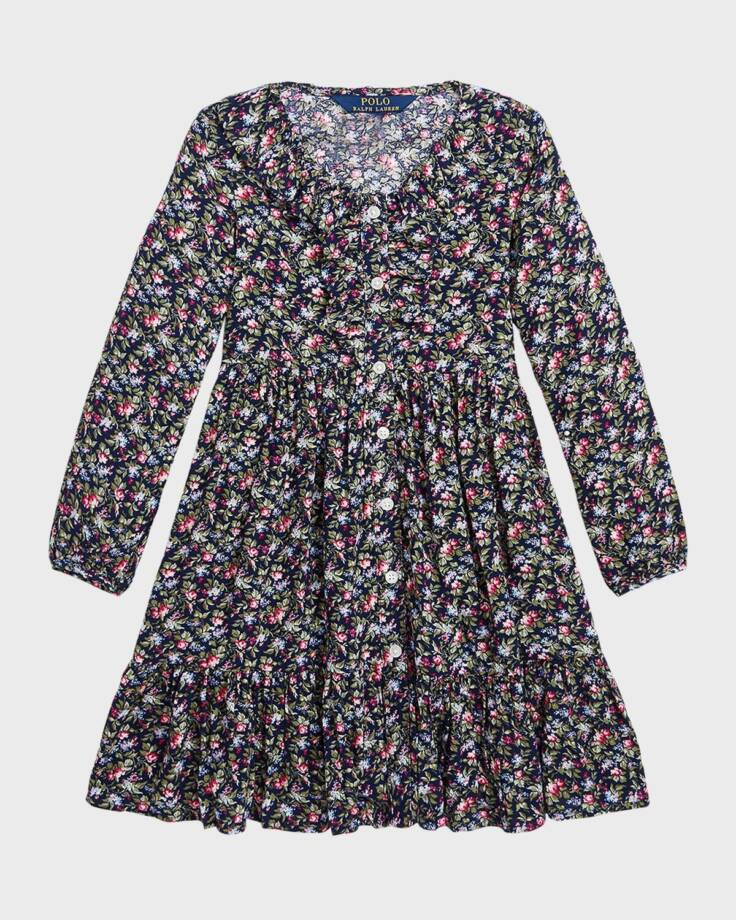 Polo Ralph Lauren Floral-Print Day Dress Girls 16 Henley Floral Long Sleeves