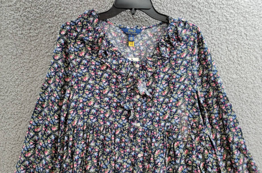 Polo Ralph Lauren Floral-Print Day Dress Girls 16 Henley Floral Long Sleeves