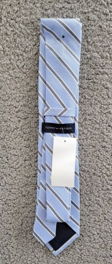 Tommy Hilfiger Oxford Stripe Tie Mens One Size Light Blue Classic Design Pointed