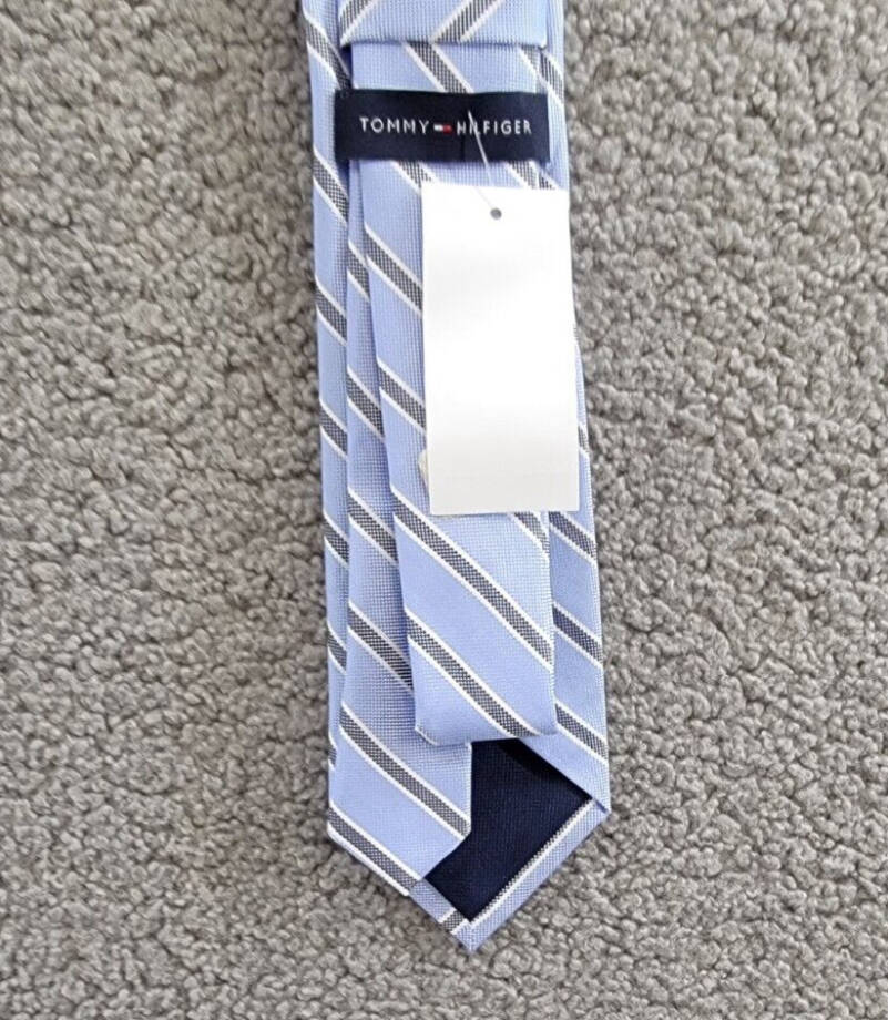 Tommy Hilfiger Oxford Stripe Tie Mens One Size Light Blue Classic Design Pointed